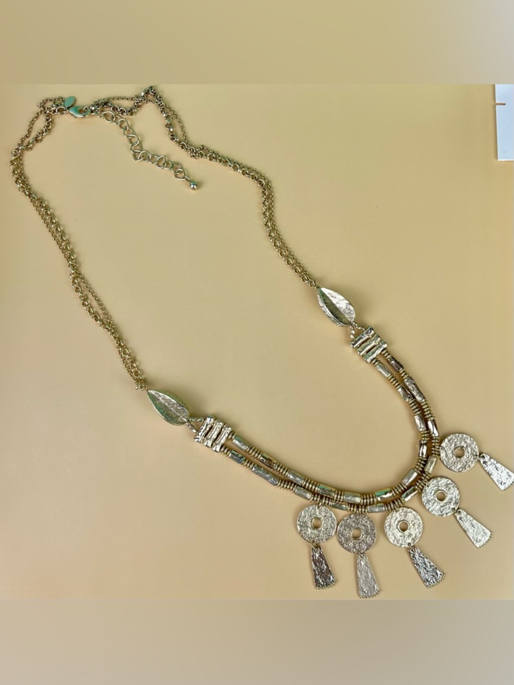 Bold Textured Gold Fringe Statement Necklace by Chico’s – Sculptural Disc Design - Picture 4 of 4